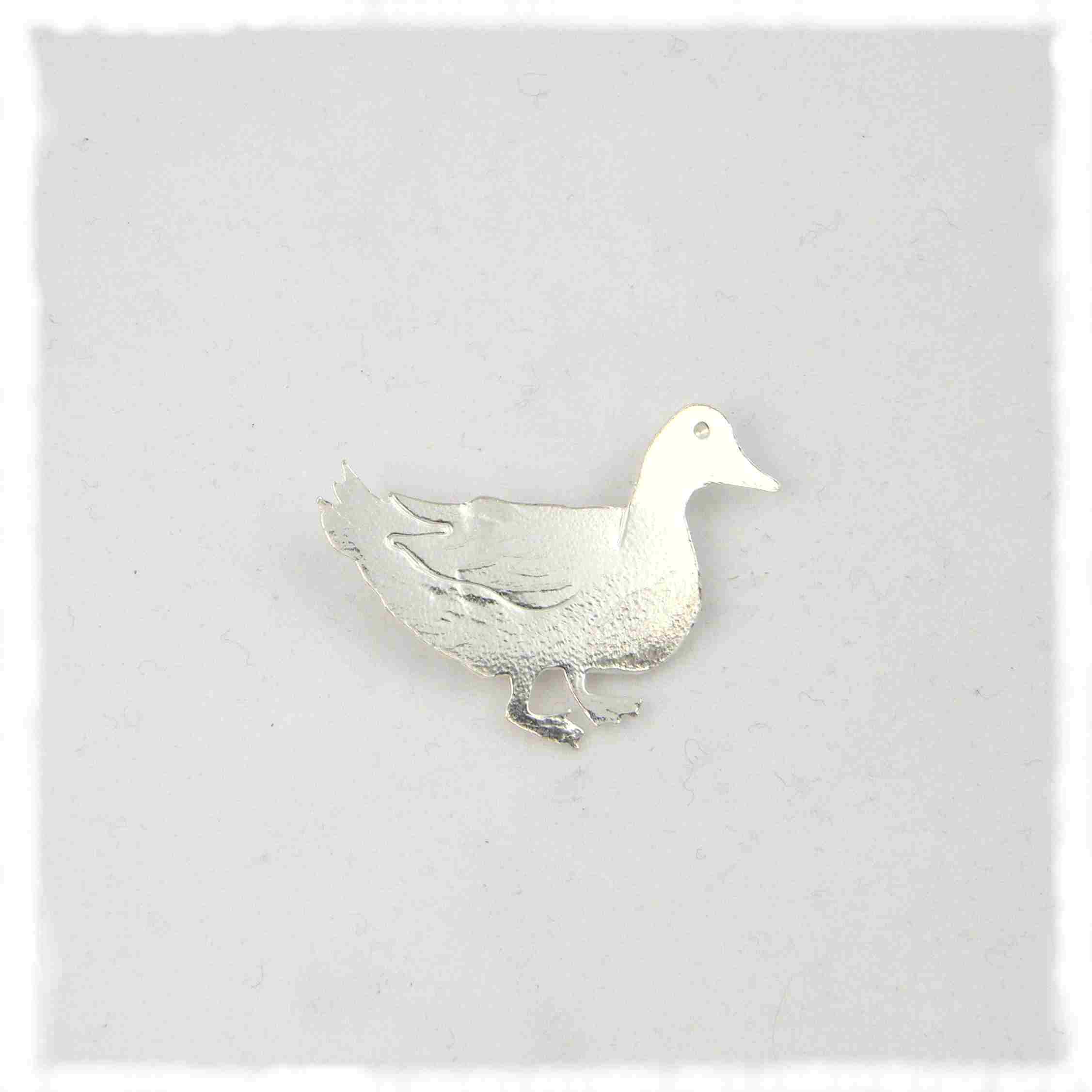 Silver duck brooch